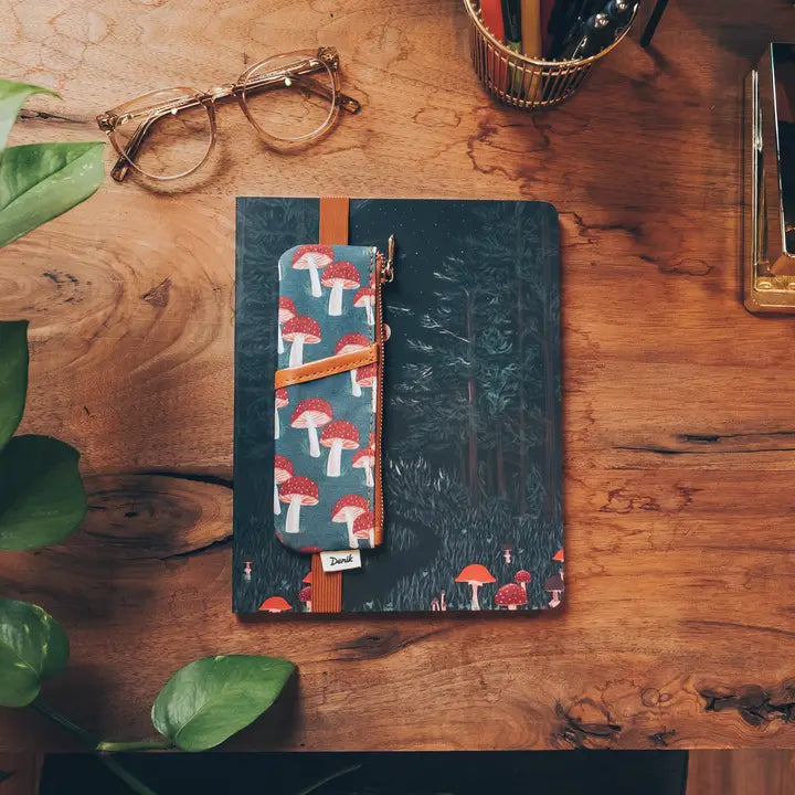 Navy Mushroom Notebook Pouch