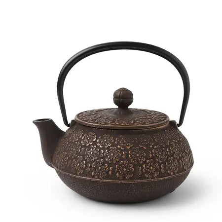 Cast Iron Teapot - Gold/Brown Sakura