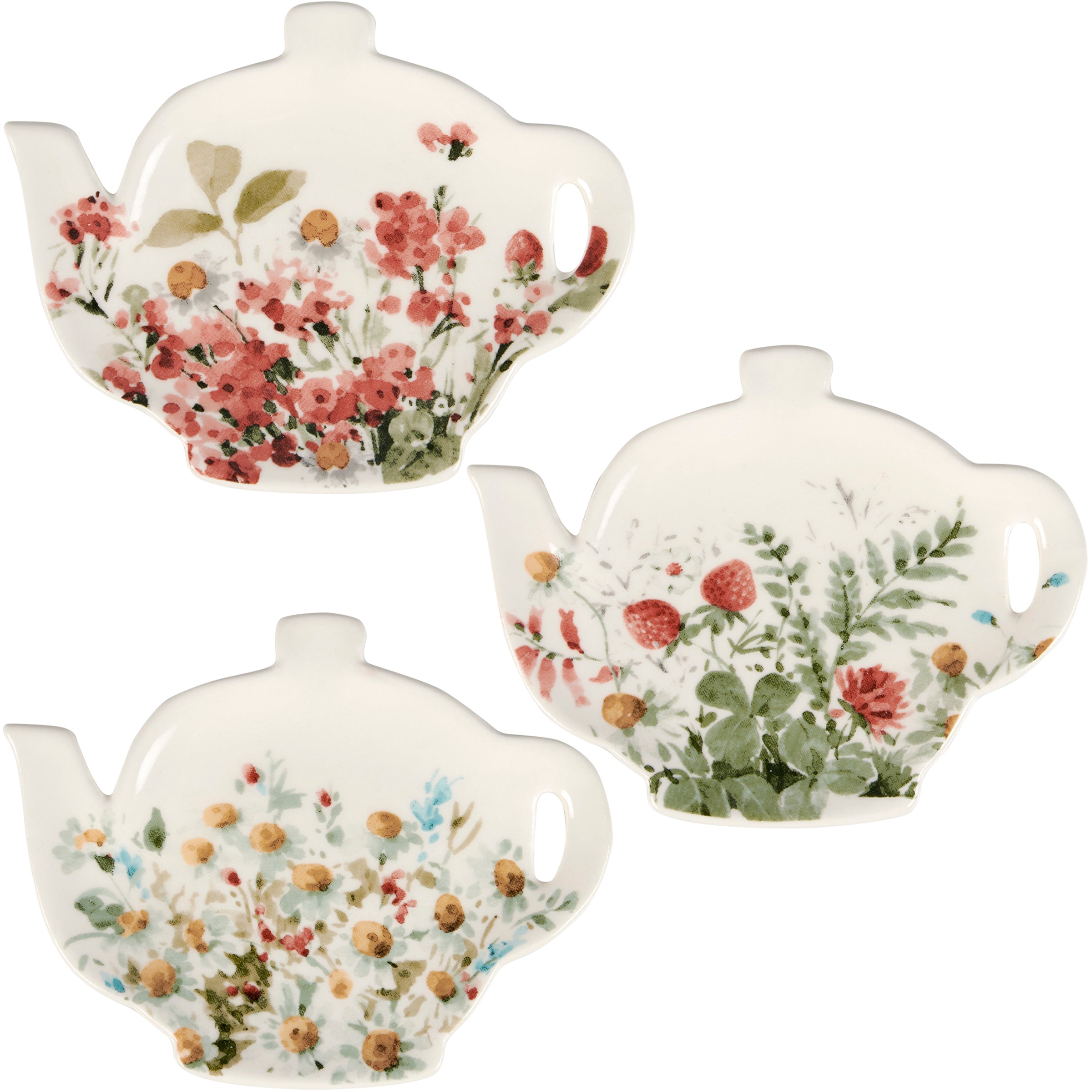 Andrea By Sadek Floral Tea Cup w/Tea Bag Holder Side Pocket