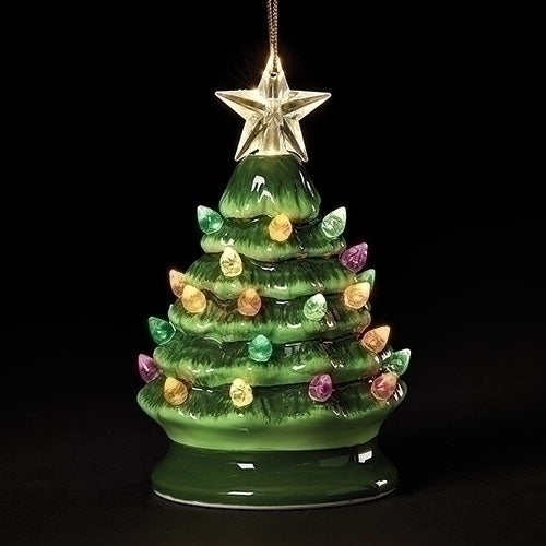 Ornament: 5"H LED Green Vintage; Battery Included
