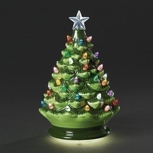 8"H LIGHTED TREE VINTAGE CERAMIC W/BULBS