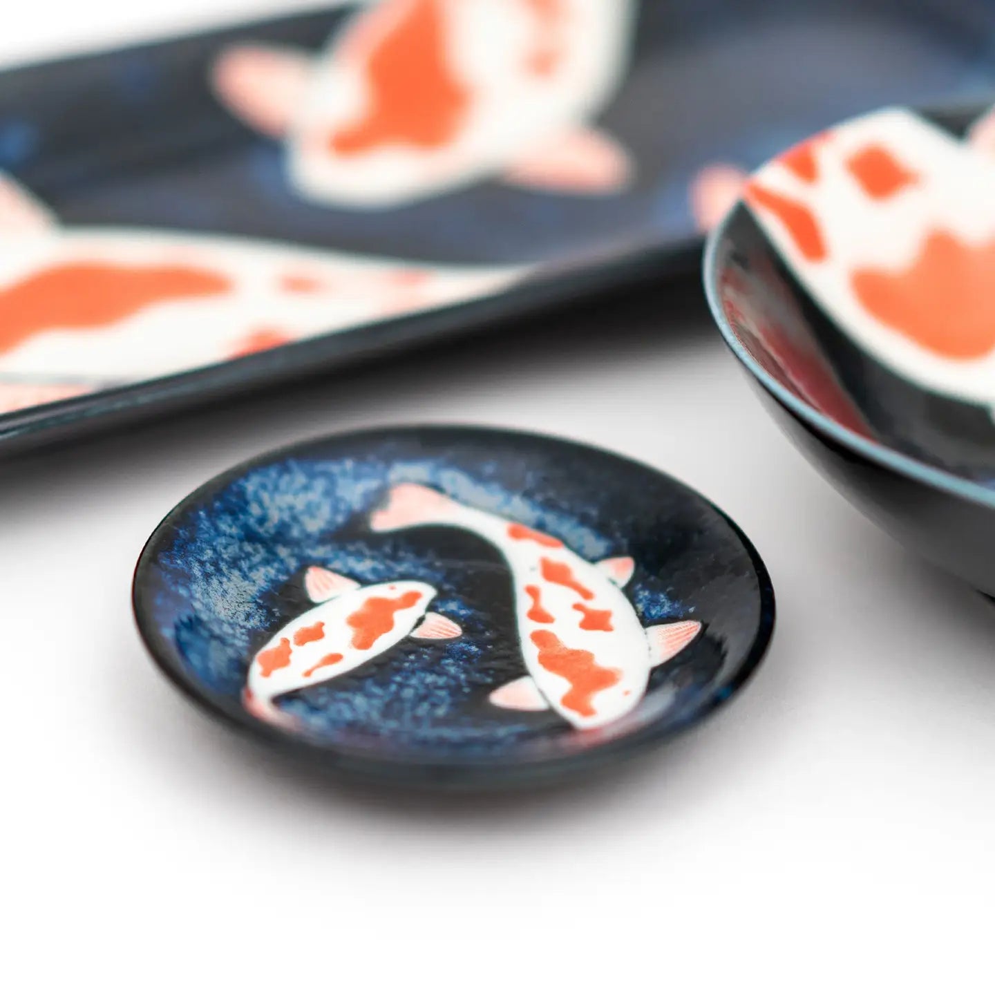 Japanese Mino Ware Koi Fish Small Plate