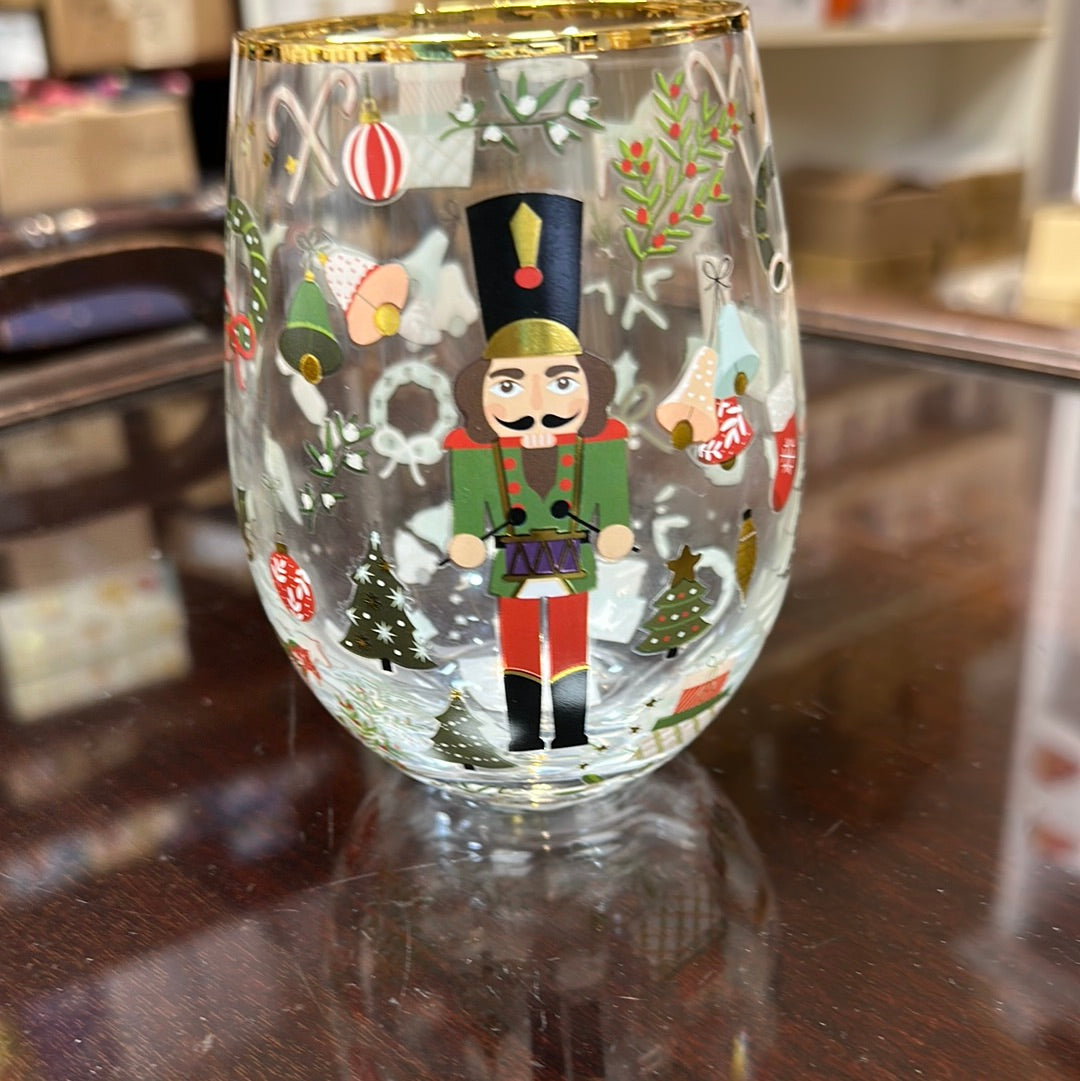 Nutcracker Stemless Wine Glass Mrs. Robinson's Tea Shop