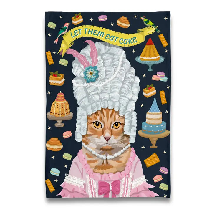 Orange Tabby Marie Antoinette Let Them Eat Cake Tea Towel