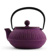 Cast Iron Teapot - Gold/Purple Chrysanthemum