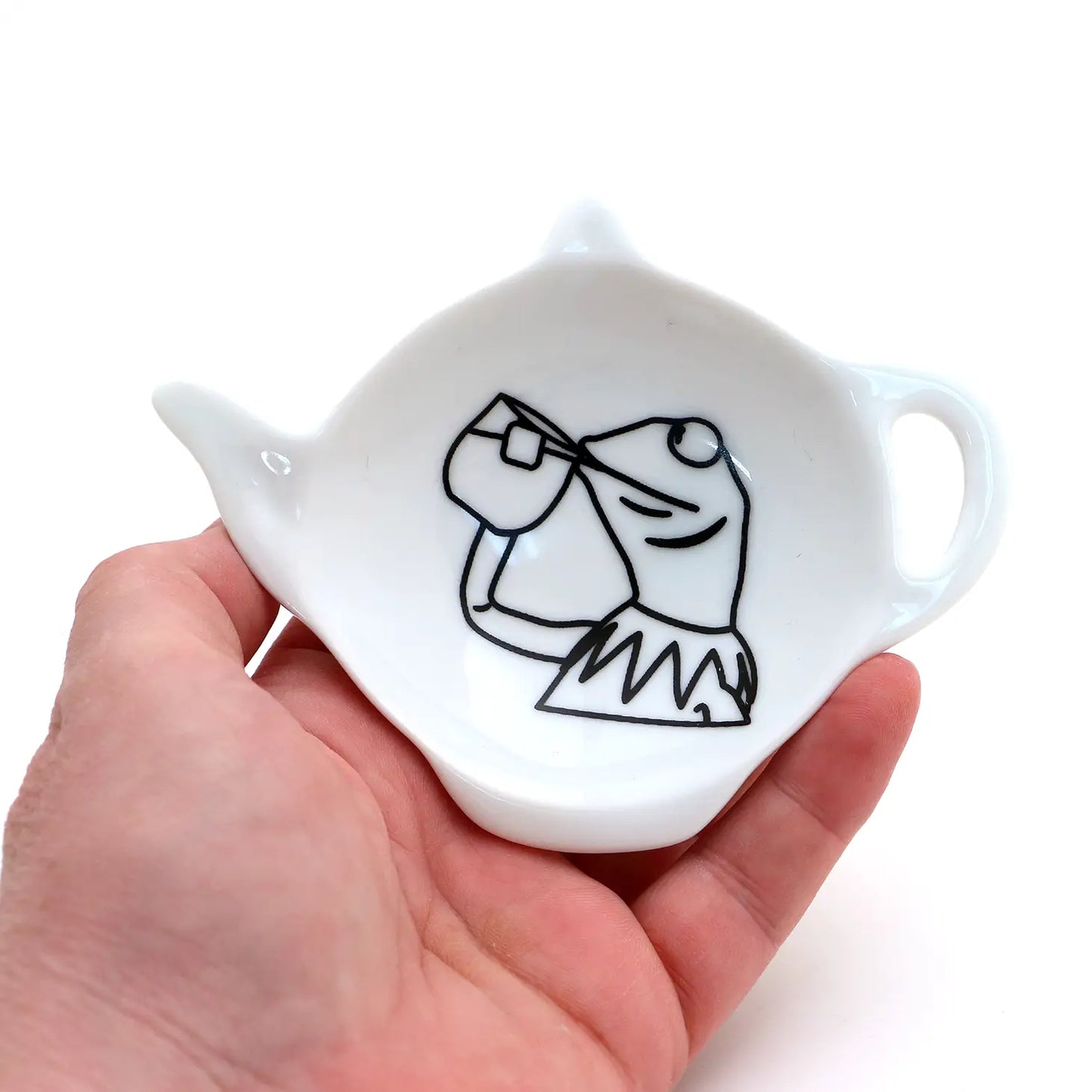 Kermit Drinking Tea Meme Teabag Holder, Teapot Shaped
