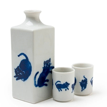 Midnight Blue Cat Sake Set