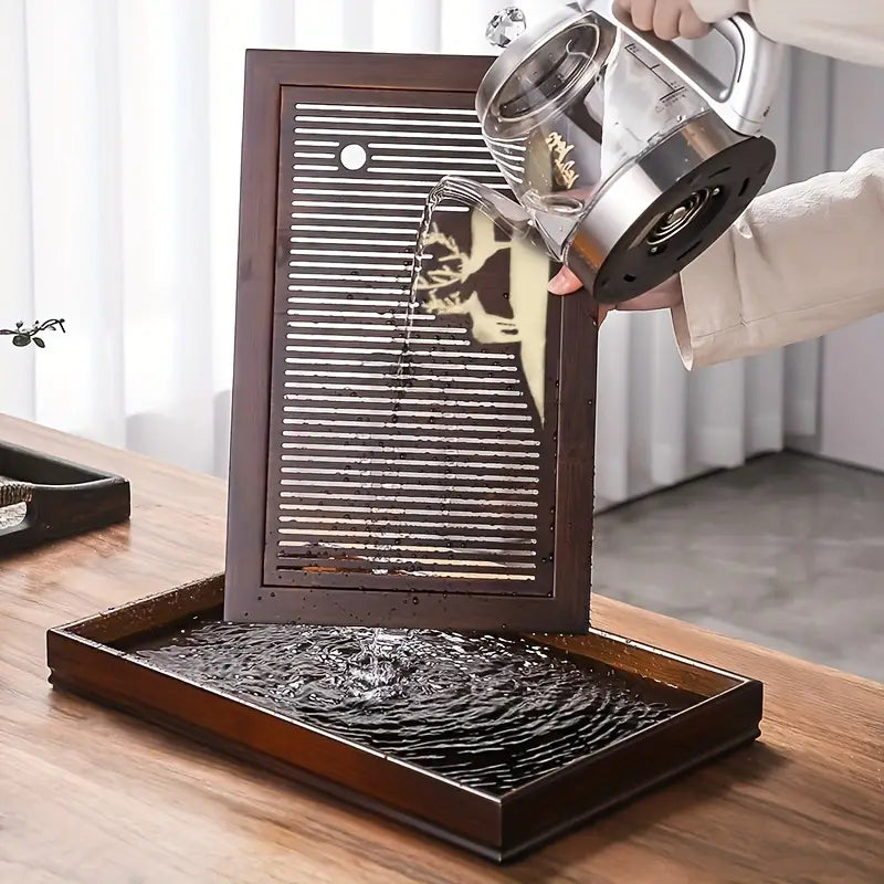 Tea Tray, Solid Wood Bamboo with Design