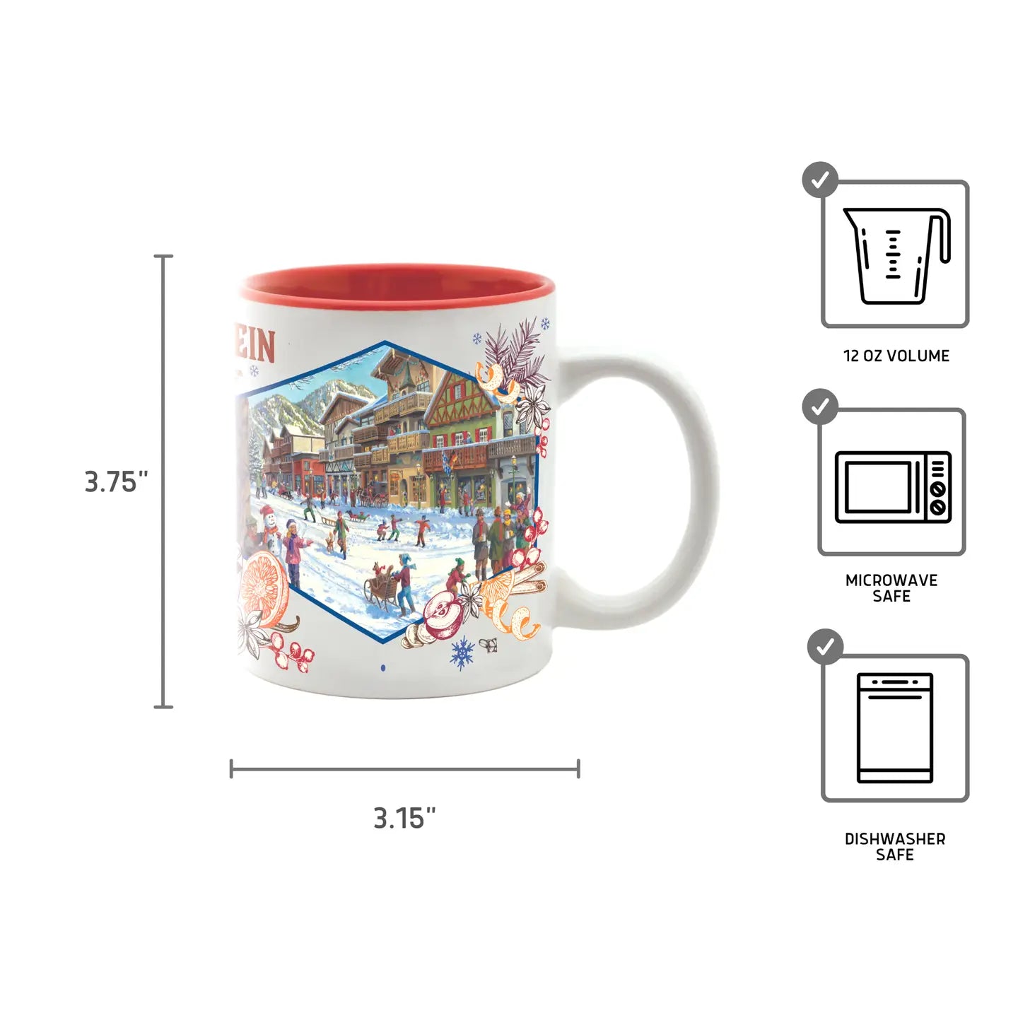 Charming Gluhwein Ceramic Mug German Village Winter Street