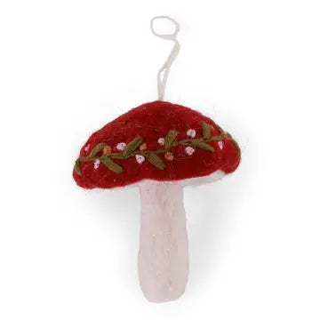 Felted Mushroom W/Embroidery - Big
