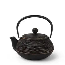 Cast Iron Teapot - Gold/Black Hobnail