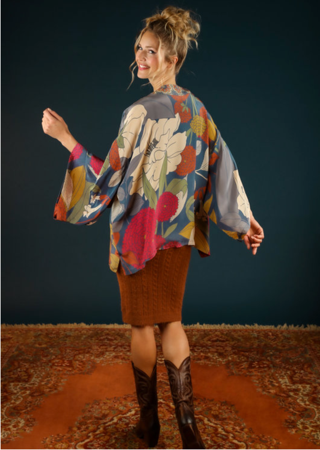 Kimono Jacket Winter Floral - Heather