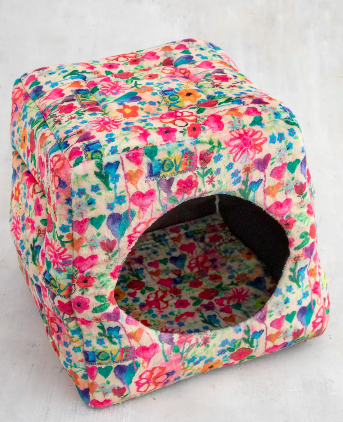 Collapsible Cozy Cat Bed - Love Graffiti Floral