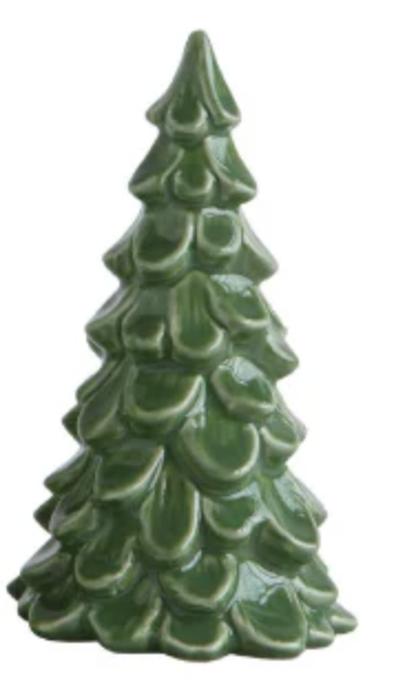Rustic Moulded Christmas Tree Candle , Small, Dark Green