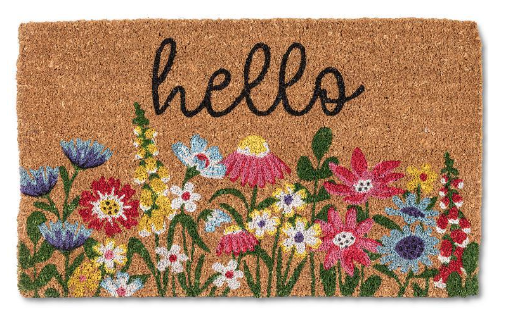 Bright Floral "hello" Doormat