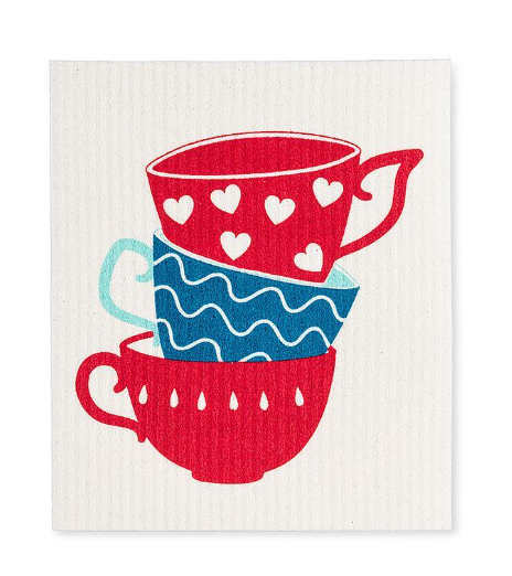 Teacups Swedish Dishcloth