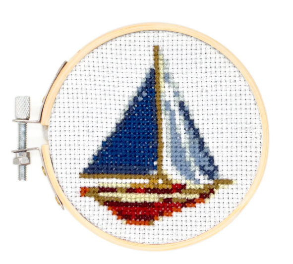 Mini Cross Stitch Embroidery Kit - Sailboat