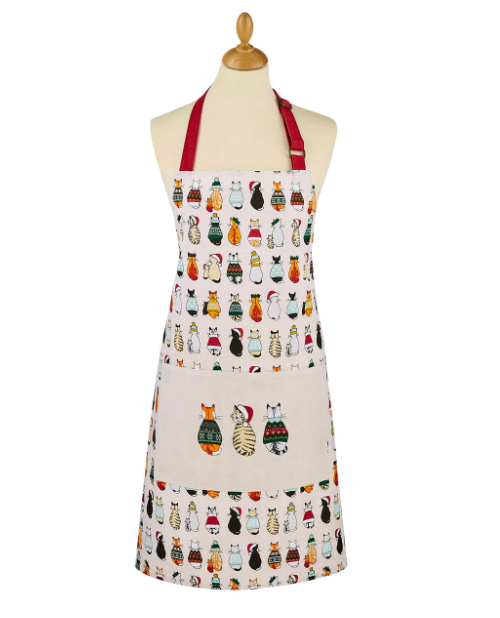 Christmas Cats in Waiting Cotton Apron
