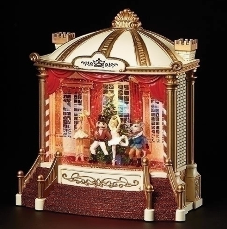 9.25"H Lighted Musical Swirl Nutcracker Stage
