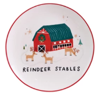 Stoneware Plate with North Pole Village Building