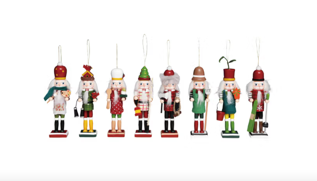 6"H Pine Wood Nutcracker Ornament