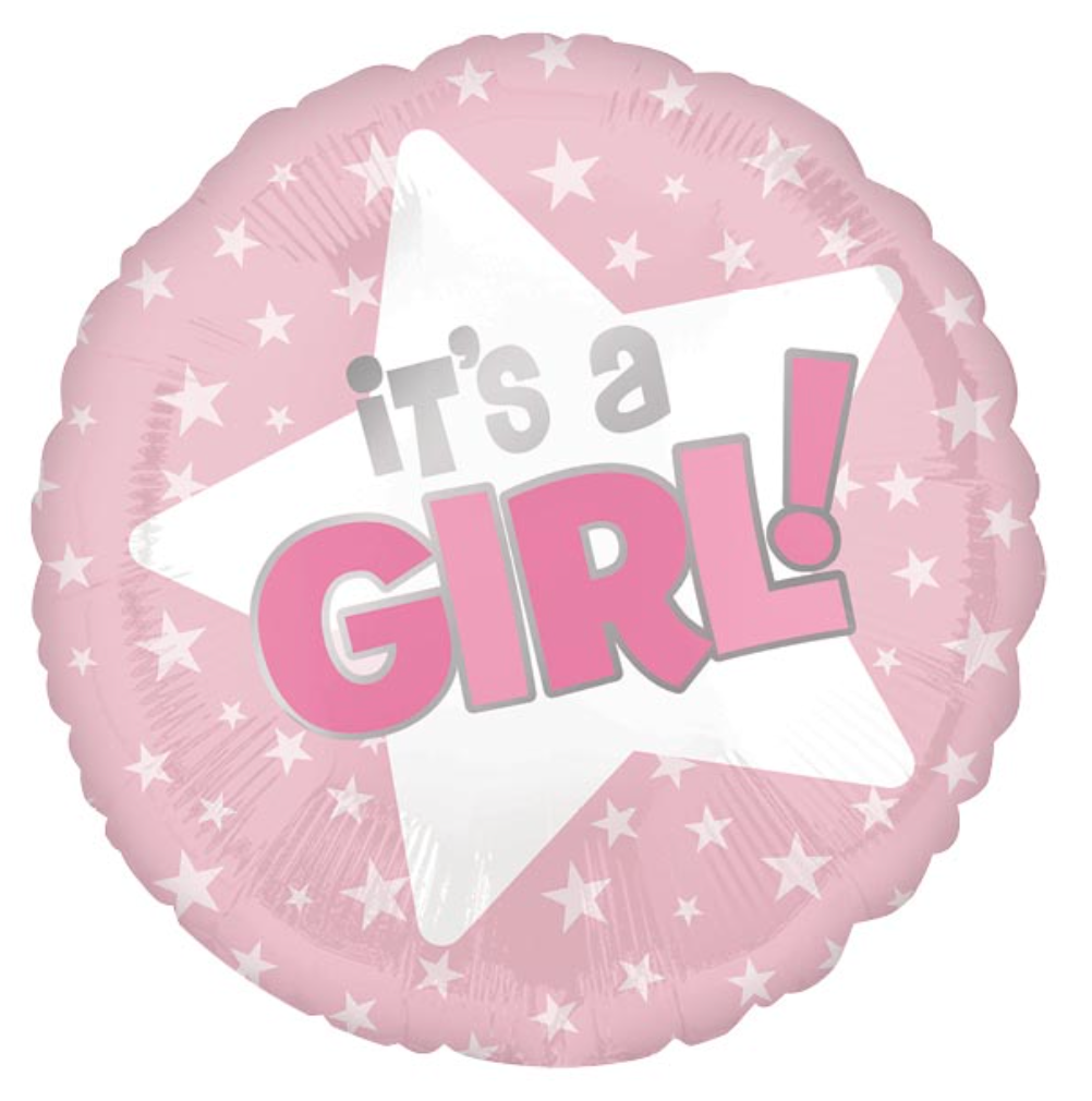 18" PKG IT'S A GIRL STARS BALLOON