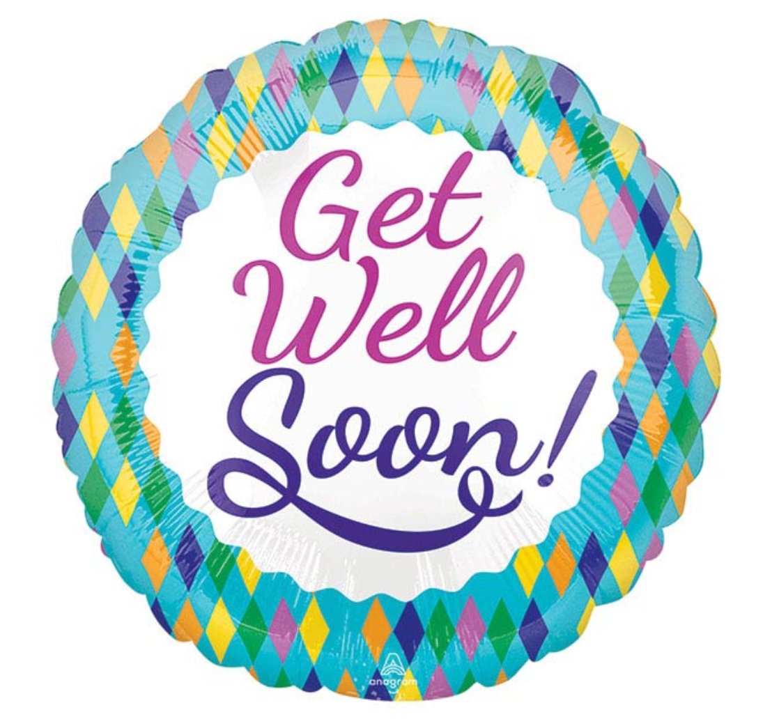 17" PKG GET WELL COLORFUL DIAMONDS BALLOON