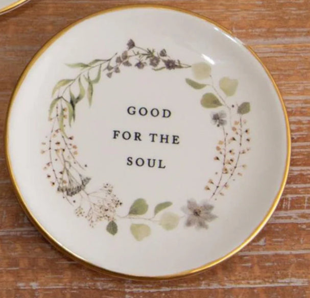 Floral Trinket Plates With Gold Rim