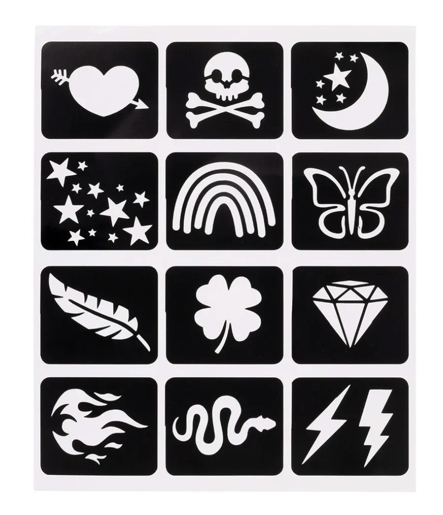 Metallic Tattoo Flair - Markers & Stencils