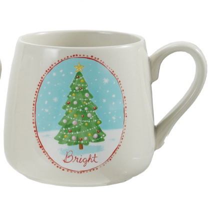 14 oz. Stoneware Mug with Holiday Image & Word