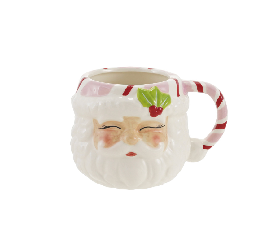 12 oz. Hand-Painted Ceramic Santa Head Shaped Mug