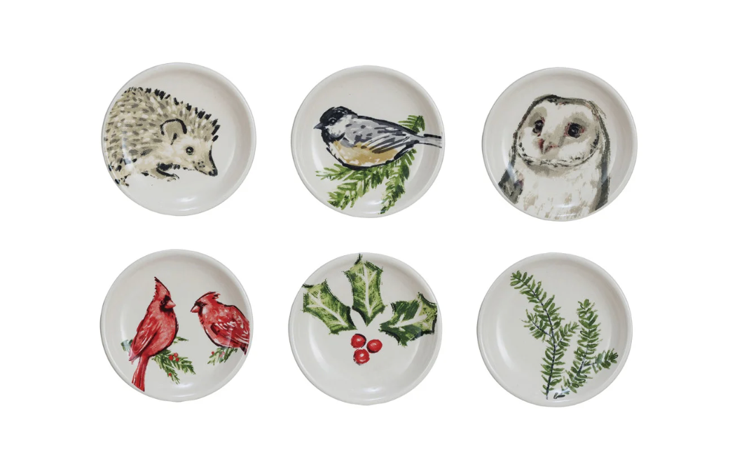 Stoneware Dish With Botanical/Animal