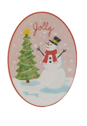 Stoneware Dish with Holiday Image & Word