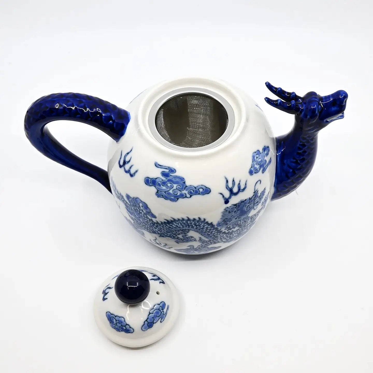 Ryu Dragon Porcelain Teapot with Stainless Steel Strainer, 44 oz