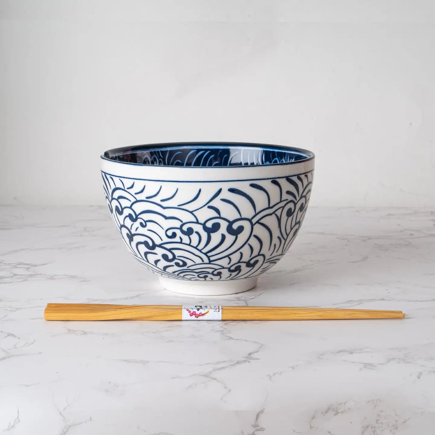 Ceramic Bowl & Chopsticks Gift Set – Nami Waves, 20 oz