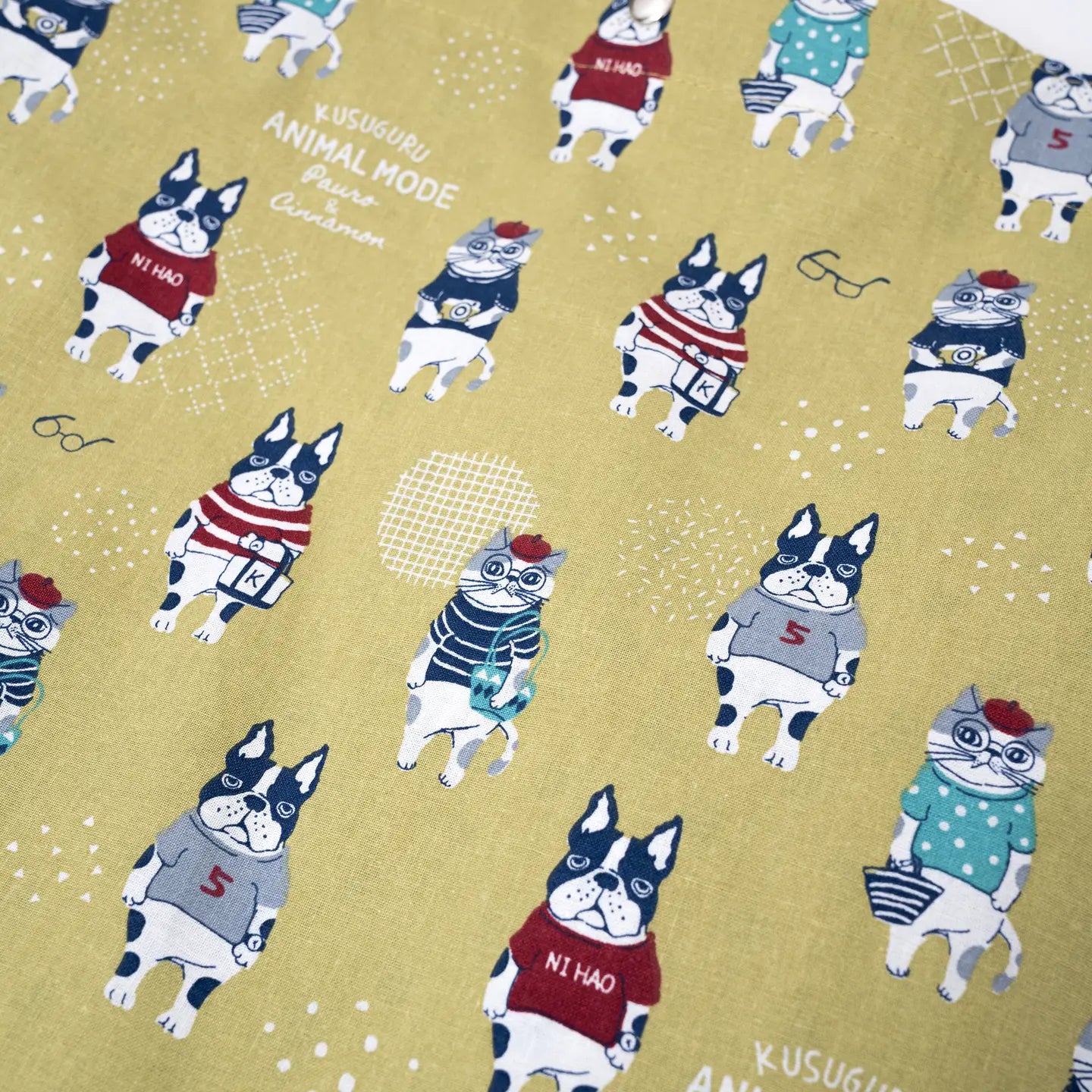 Kusuguru Japan Cat Embroidered Large Tote Bag - Yel