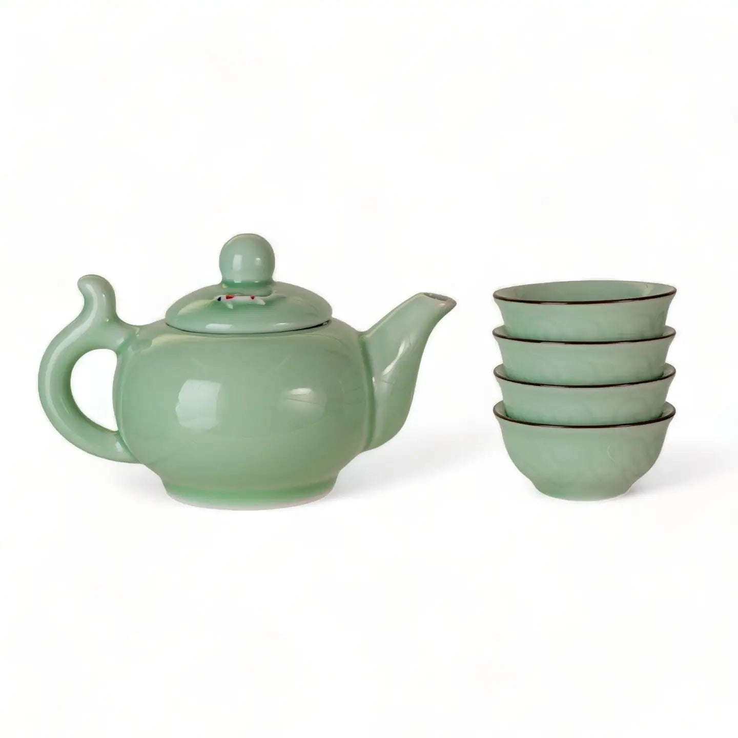 Koi Fish Kung Fu Porcelain Tea Set – 8 oz Teapot with 4 Cups