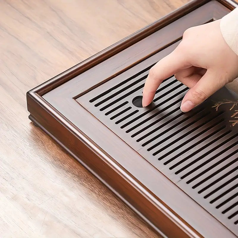Tea Tray, Solid Wood Bamboo with Design