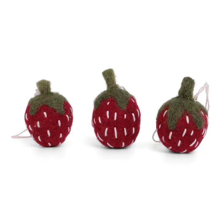 Felted Strawberry Ornament