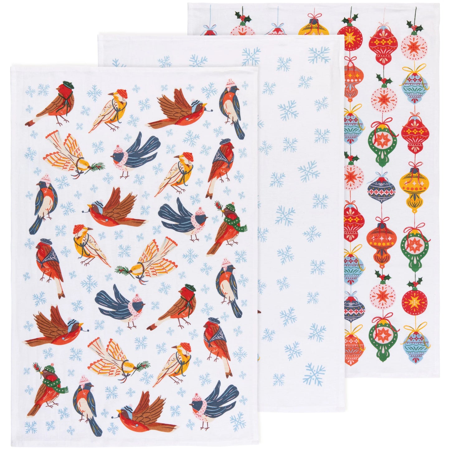 Season's Tweetings Christmas Floursack Dishtowels Set of 2