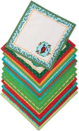 12 Days of Christmas Embroidered Cotton Cocktail Napkins (Set of 12)