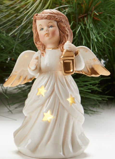 4.8" Porcelain Gold LED Angel