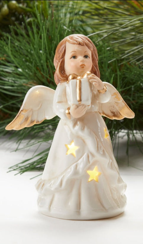 4.8" Porcelain Gold LED Angel