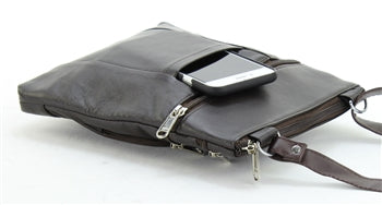 Medium Multi Pocket Cross Body Style: 876- Brown Leather