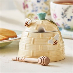 Honey Pot w/ Dipper - Bee Floral