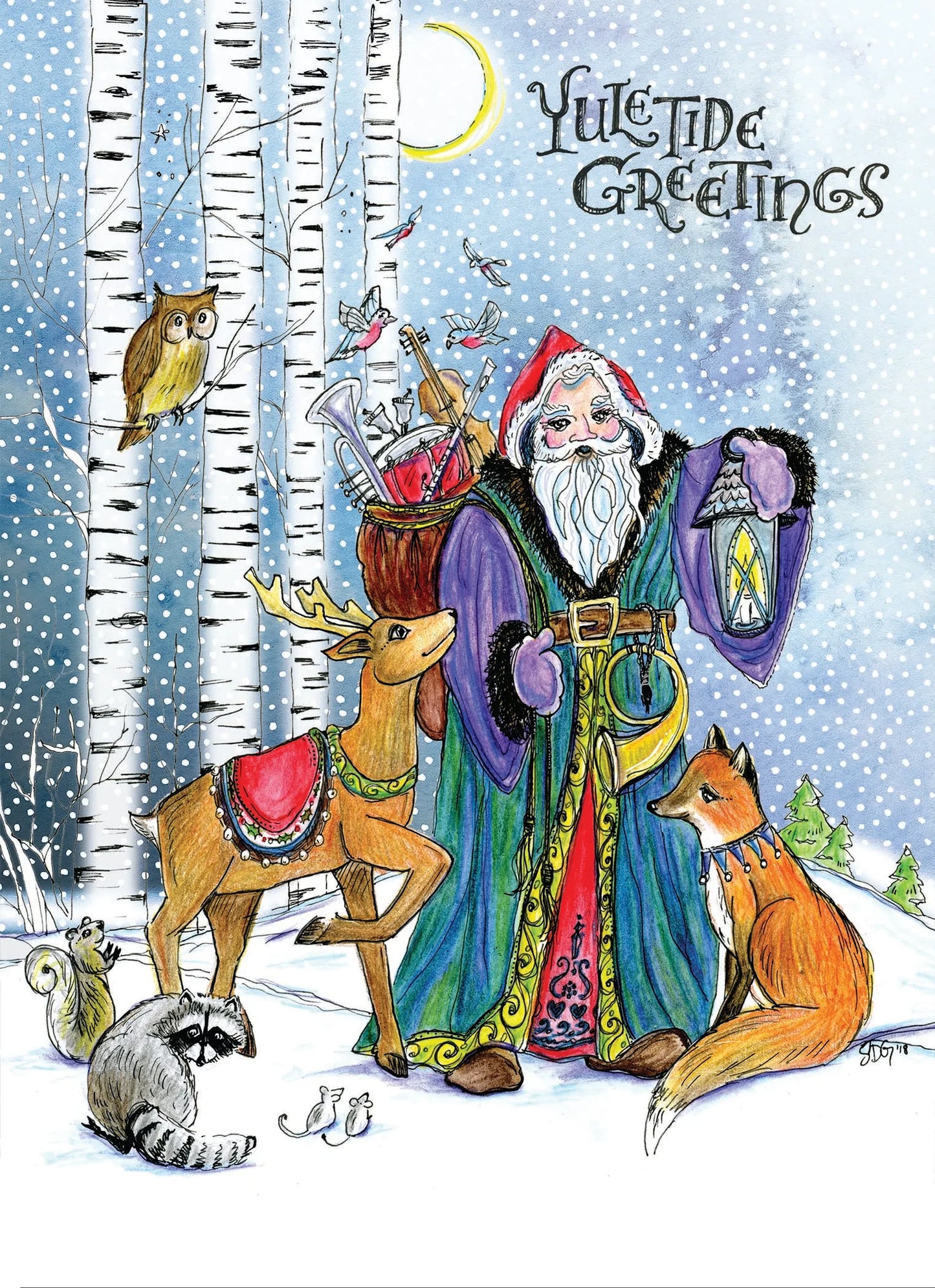 Card Yuletide Woodland Santa & Animals