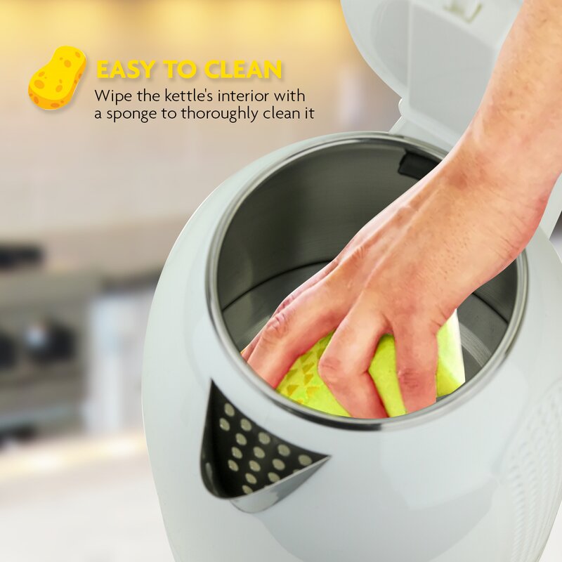 Ovente BPA-Free Cordless Electric Kettle with Auto Shut-Off, Double-Walled Stainless Steel, 1100W, 1.7L (KD64 Series)