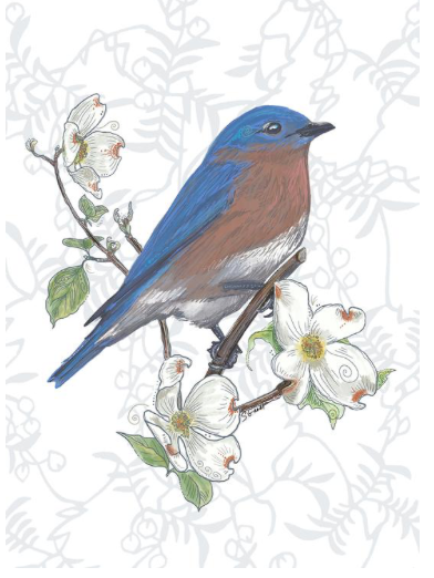 Card Bluebird and Dogwood