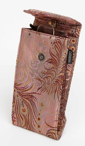 Peacock Feather Brocade Double Eyeglasses Holder