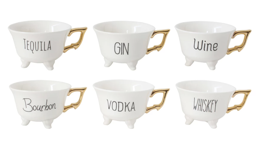 Stoneware Footed Teacup, 6 Designs to Choose From